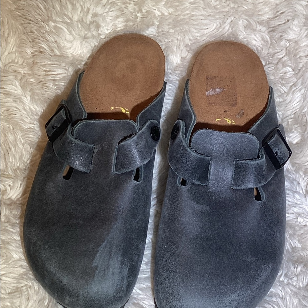 Birkenstock Gray Suede Clogs